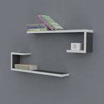 Kenzlife Kayra 015*060*20*2 Gri Duvar Rafı Kitaplık
