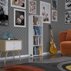 Kenzlife kitaplık süper ga 120*40*19 byz 4 katlı tek bölme ofis mutfak banyo dolabı arkalıksız