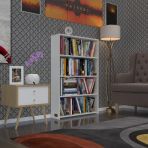 Kenzlife kitaplık süper ga 120*80*19 byz 4 katlı tek bölme ofis mutfak banyo dolabı arkalıksız