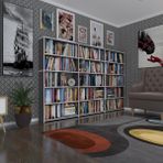Kenzlife Kitaplik Super Ga 150*240*19 Gri 5 Katli 3 Bolme Cift Bolme Opsiyonlu Ofis Mutfak Banyo Dolabi Arkaliksiz