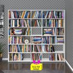 Kenzlife kitaplık süper ga 180*200*19 byz 6 katlı 3 bölme çift bölme opsiyonlu ofis mutfak banyo dolabı arkalıksız+Tekli