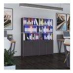 Kenzlife Klasor Dolabi Kilitli İlgar Gri 175*160*30 Klasorluk Kitaplik Ofis Arkaliksiz