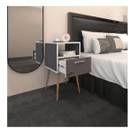 Kenzlife Komodin Budurgan Gri 74*39*39 Ahşap Ayaklı Raflı Çekmeceli Komidin Kitaplık