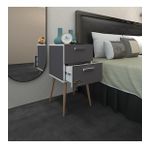 Kenzlife Komodin Donatur Gri 74*39*39 Çift Çekmeceli Ahşap Ayaklı Komidin