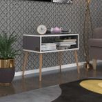 Kenzlife Komodin Dumrul Gri 57*70*39 Ahşap Ayaklı Komidin Kitaplık