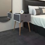 Kenzlife Komodin Tora Gri 60*39*39 Komidin Ahşap Ayaklı Kitaplık Ayakkabılık Kapaklı Arkalıklı