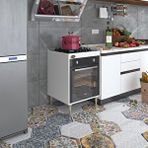 Kenzlife Lev Yaşin Byz 89-81x60x56 Fırın Ocak Dolabı Ayarlı Ayaklı Beyaz Ankastre Modülü Kabini