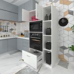 Kenzlife Makbule 180x90x56 cm Beyaz Fırın Çekmeceli Ayaklı Banyo Kiler Ofis Mutfak Dolabı