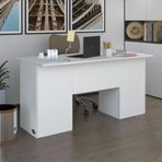 Kenzlife Masi Oka 75x160x80 cm Çift Raflı Dolap Beyaz Çalışma Masası