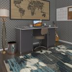 Kenzlife Masi OKA 75x170x80 cm Kilitli Kapaklı Çiftli Dolap Gri Ofis Masası