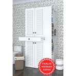 Kenzlife Membran Çamaşır-Kurutma Makinesi Dolabı Ahi Evran Sağ Byzbyz Panjur 187*090*60 Mebran Kapak Mdf Gövde - Beyaz