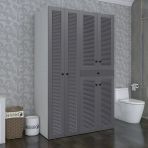 Kenzlife Membran Çamaşır-Kurutma Makinesi Dolabı Şahrur Sol Gribyz 187*120*60 Çekmeceli Mebran Kapak Mdf Gövde Banyo