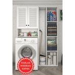 Kenzlife Membran Çamaşır Makinesi Dolabı Sinemsüpürge Byzbyz Panjur 180*126*30 Mebran Kapak Suntalam Gövde Kapaklı Arkalıklı Raflı - Beyaz