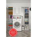 Kenzlife Membran Çamaşır Makinesi Dolabı Veronikamega Byzbyz Panjur 180*156*20 Mebran Kapak Mdf Gövde Arkalıksız Raflı - Beyaz