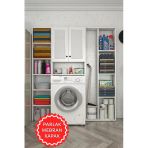 Kenzlife Membran Çamaşır Makinesi Dolabı Veronikamega Byzbyz Panjur 180*156*20 Mebran Kapak Suntalam Gövde Arkalıksız Raflı