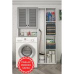 Kenzlife Membran Çamaşır Makinesi Dolabı Veronikasüpürge Gribyz Panjur 180*126*20 Mebran Kapak Mdf Gövde Arkalıksız Raflı