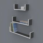 Kenzlife Müjgan 012*060-045-030*20 Gri Duvar Rafı Kitaplık