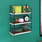 Kenzlife Mutfak Banyo Duvar Rafı Junzi Mat Ceviz Suntalam 070(Y)*40(G)*15(D)3 Katlı - Beyaz - 40 x 15