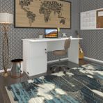 Kenzlife Ofis Masası Kamikaze Byz Sol 75*110*60 Kilitli Kapaklı Dolap Şeritli Bilgisayar Çalışma Masası - Beyaz