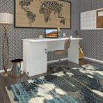 Kenzlife Ofis Masası Kamikaze Byz Sol 75*150*60 Kilitli Kapaklı Dolap Şeritli Bilgisayar Çalışma Masası Beyaz
