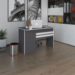 Kenzlife ofis masası kamikaze gri sağ 75*160*80 raflı dolap şeritli bilgisayar çalışma masası