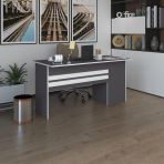Kenzlife ofis masası kamikaze gri sol 75*130*80 raflı dolap şeritli bilgisayar çalışma masası