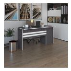 Kenzlife ofis masası kamikaze gri sol 75*140*80 raflı dolap şeritli bilgisayar çalışma masası