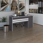 Kenzlife ofis masası kamikaze gri sol 75*150*80 raflı dolap şeritli bilgisayar çalışma masası
