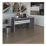 Kenzlife ofis masası kamikaze gri sol 75*170*80 raflı dolap şeritli bilgisayar çalışma masası