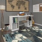Kenzlife Ofis Masasi Masi Oka Byz 75*170*60 Rafli Dolap Ciftli Bilgisayar Calisma Masasi