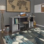 Kenzlife ofis masası masi oka gri 75*150*60 raflı dolap çiftli bilgisayar çalışma masası