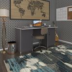 Kenzlife Ofis Masası Masi Oka Gri 75*160*60 Kilitli Kapaklı Dolap Çiftli Bilgisayar Çalışma Masası Beyaz