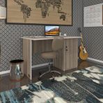 Kenzlife Ofis Masası Miyamoto Crd Sağ 75*120*60 Kilitli Kapaklı Dolap Bilgisayar Çalışma Masası Beyaz