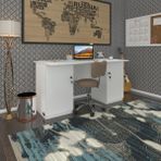 Kenzlife Ofis Masası Pat Morita Byz 75*150*60 Kilitli Kapaklı Dolap Çiftli Şeritli Bilgisayar Çalışma Masası - Beyaz