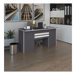 Kenzlife Ofis Masasi Pat Morita Gri 75*160*60 Kilitli Kapakli Dolap Ciftli Seritli Bilgisayar Calisma Masasi