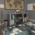 Kenzlife Ofis Masasi Pat Morita Gri 75*170*80 Rafli Dolap Ciftli Seritli Bilgisayar Calisma Masasi