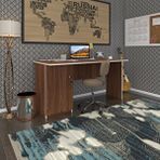 Kenzlife Ofis Masası Yoko Ono Ceviz Sol 75x170x60 Kilitli Kapaklı Dolap Eşkenar Bilgisayar Çalışma Masası