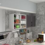 Kenzlife Patlıcan 60 Gri Mod 2 60x160x32 Mebran Kapak Suntalam Gövde Hazır Mutfak Dolabı