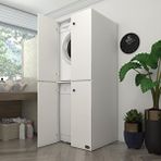 Kenzlife Roksana Beyaz Çamaşır Kurutma Çift Katlı Arkalıksız Makinesi Banyo Dolabı