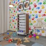 Kenzlife Sepetli Mutfak Dolabi Ruberu Cvz 098X45x30 Banyo Oyuncak Camasir Beyaz 7 Li Sepet