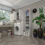 Kenzlife Sinem Süpürge Byz 180x126x30 cm Banyo Kapaklı Arkalıklı Raflı Çamaşır Makinesi Dolabı