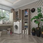 Kenzlife Sinem Süpürge Crd 180x126x30 cm Banyo Kapaklı Arkalıklı Raflı Çamaşır Makinesi Dolabı