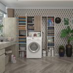 Kenzlife Sinem Süpürge Crd 180x126x30 cm Banyo Kapaklı Arkalıklı Raflı Çamaşır Makinesi Dolabı