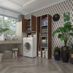 Kenzlife Sinem Süpürge Cvz 180x126x30 cm Banyo Kapaklı Arkalıklı Raflı Çamaşır Makinesi Dolabı