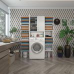 Kenzlife Sinemmaksduble Beyaz 180x126x30 cm Kapaklı Arkalıklı Raflı Çamaşır Makinesi Dolabı