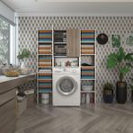 Kenzlife Sinemmaksduble Crd 180x126x30 cm Kapaklı Arkalıklı Raflı Çamaşır Makinesi Dolabı