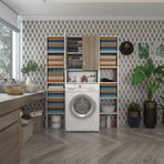 Kenzlife Sinemmaksduble Crd 180x126x30 cm Kapaklı Arkalıklı Raflı Çamaşır Makinesi Dolabı