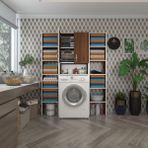 Kenzlife Sinemmaksduble Cvz 180x126x30 cm Kapaklı Arkalıklı Raflı Çamaşır Makinesi Dolabı