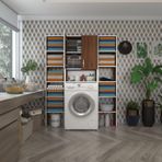 Kenzlife Sinemmaksduble Cvz 180x126x30 cm Kapaklı Arkalıklı Raflı Çamaşır Makinesi Dolabı