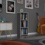 Kenzlife Süper Ga 90x40x19 cm 3 Katlı Tek Bölme Gri Kitaplık